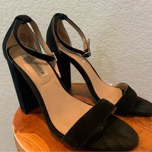 Steve Madden Black Suede Ankle Strap Heel